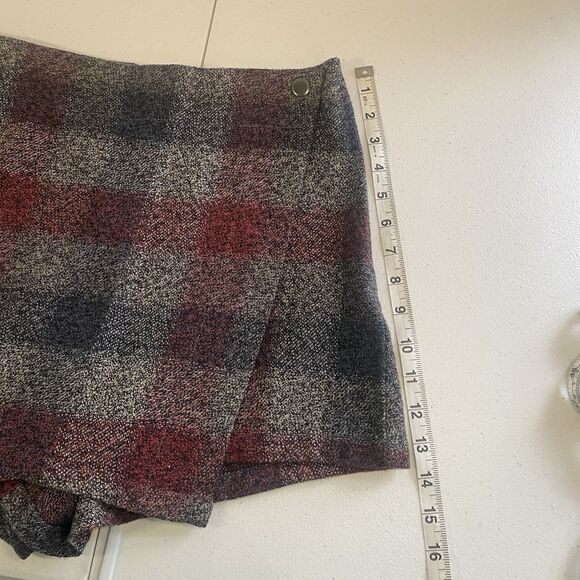 Free People Womens Emmy Mini Menswear Plaid Skort Grey Cotton Size 6 - Picture 12 of 13